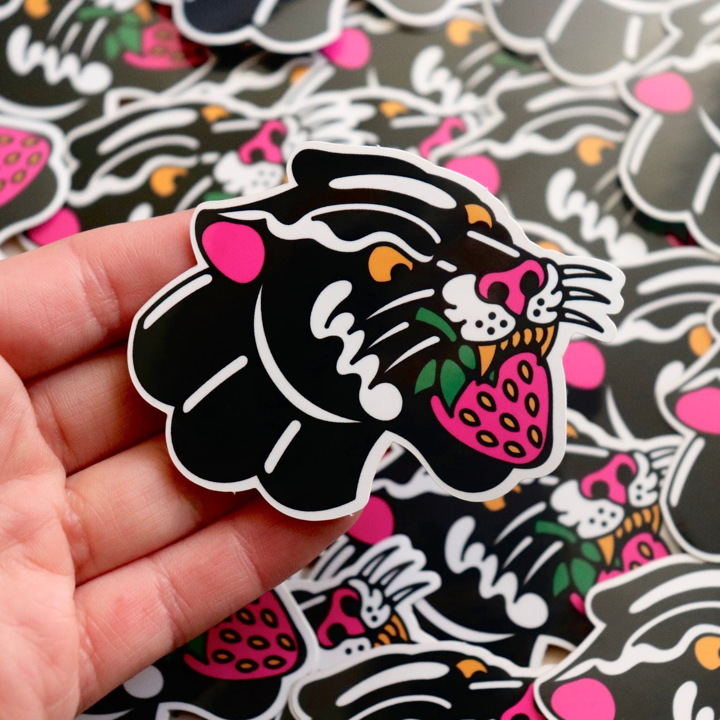 Strawberry Panther Sticker